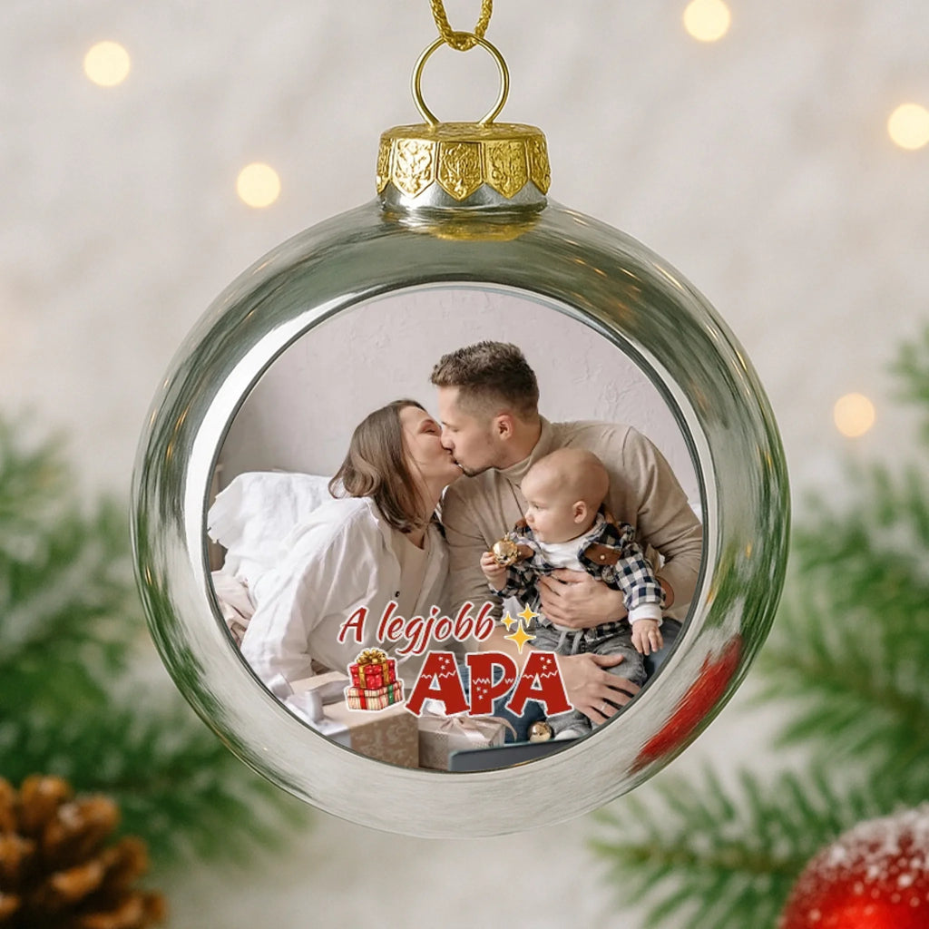 Fényképes ezüst gömbdísz