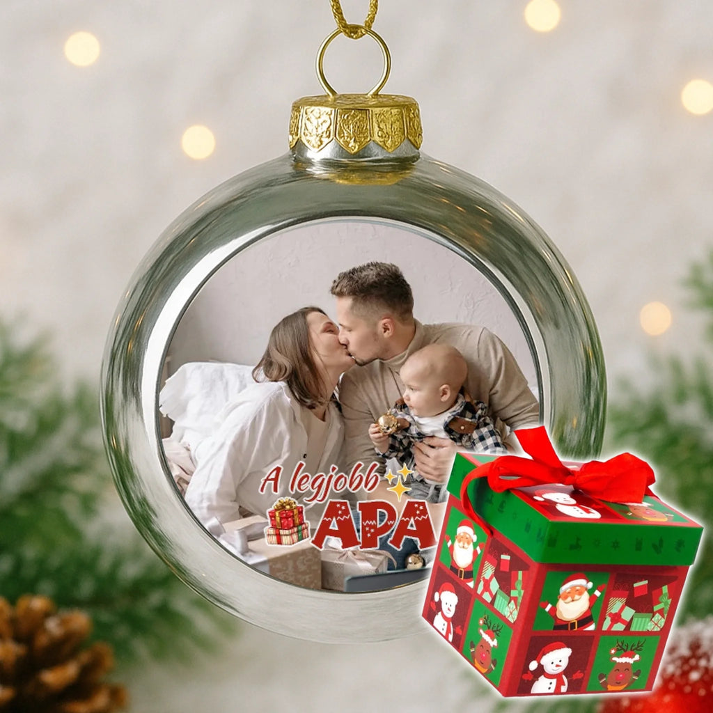 Fényképes ezüst gömbdísz