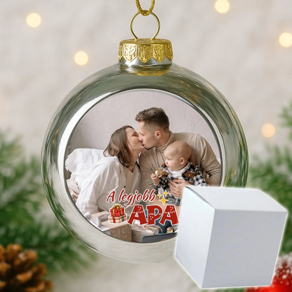 Fényképes ezüst gömbdísz