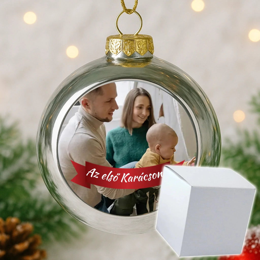 Fényképes ezüst gömbdísz