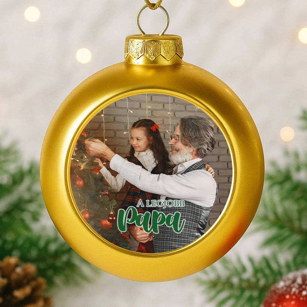 Egyedi képes arany gömbdísz