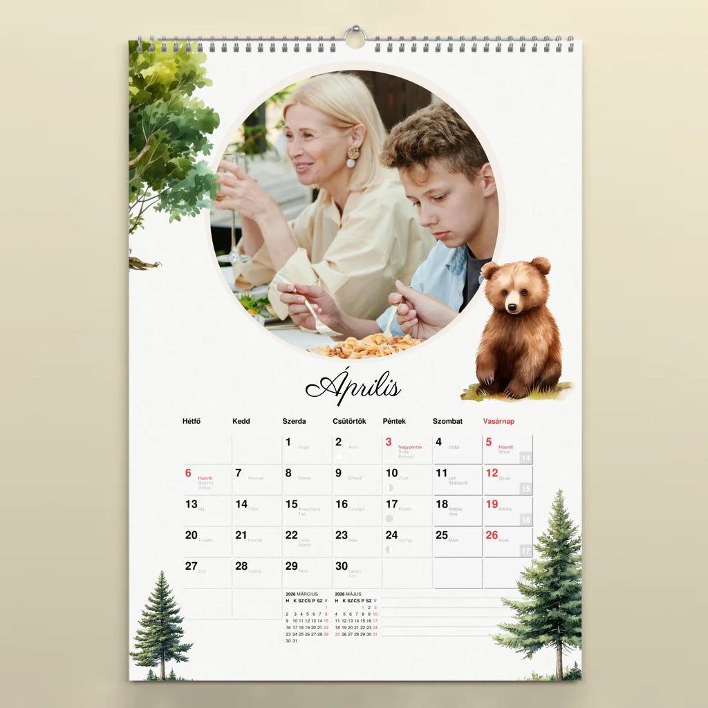 erdei állatos fényképes falinaptár 2026