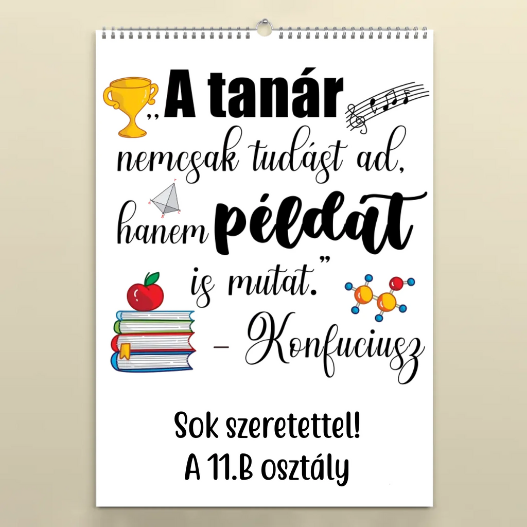 Egyedi fényképes falinaptár tanároknak 2026 - jegyzetelős
