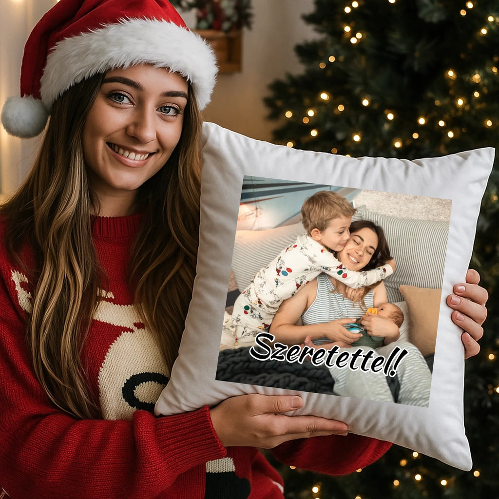 egyedi fényképes párna kivehető béléssel