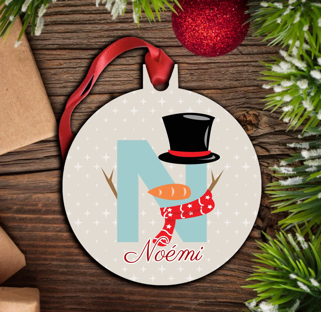 Névre szóló hóemberes karácsonyfadísz