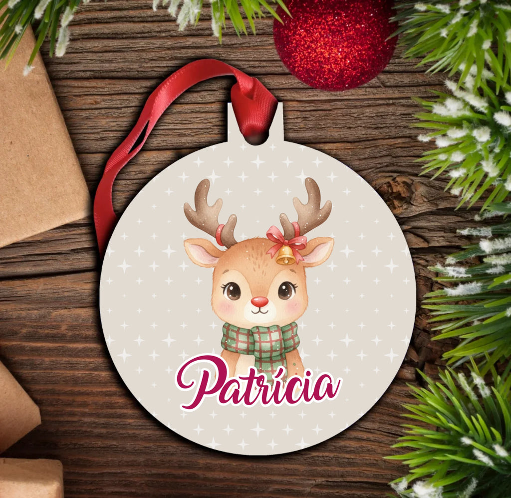 Neves karácsonyfadísz választható állatos mintával akasztóval