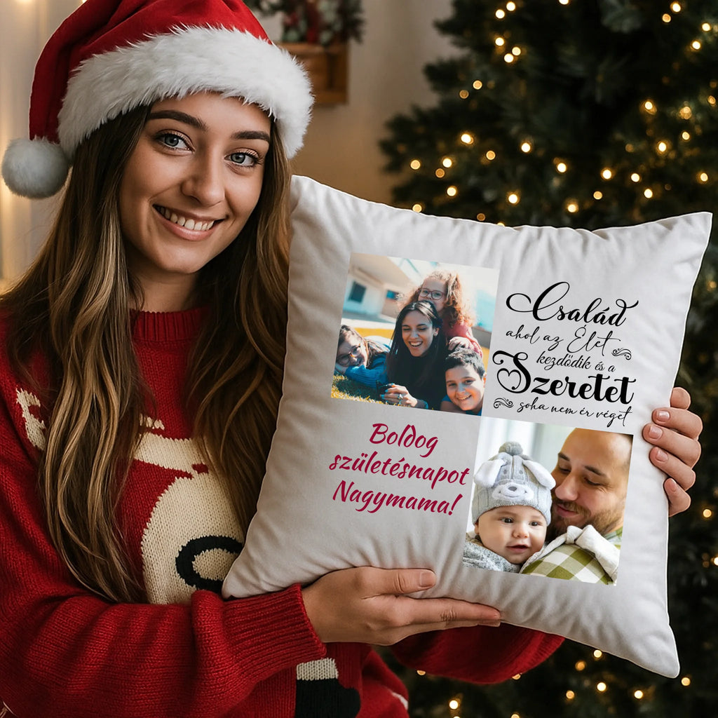 egyedi fényképes párna kivehető béléssel