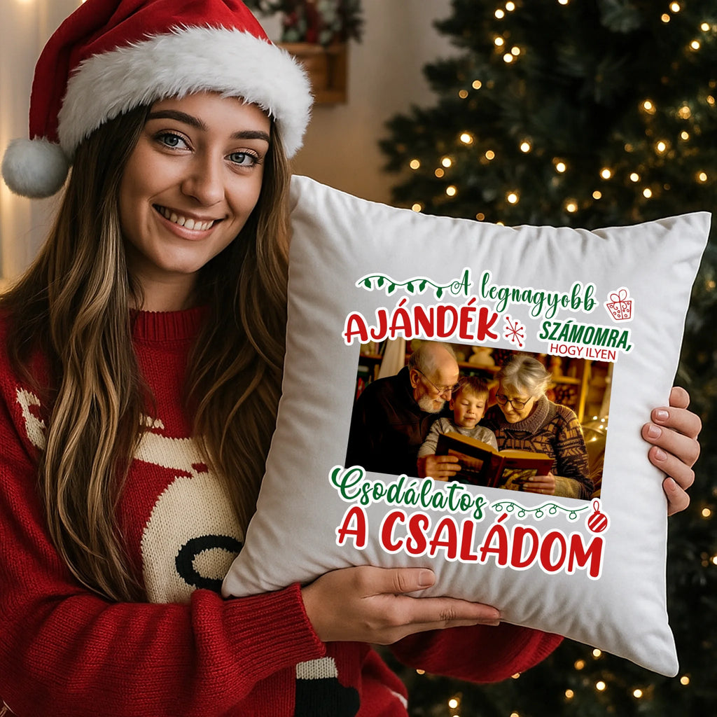 egyedi fényképes párna kivehető béléssel