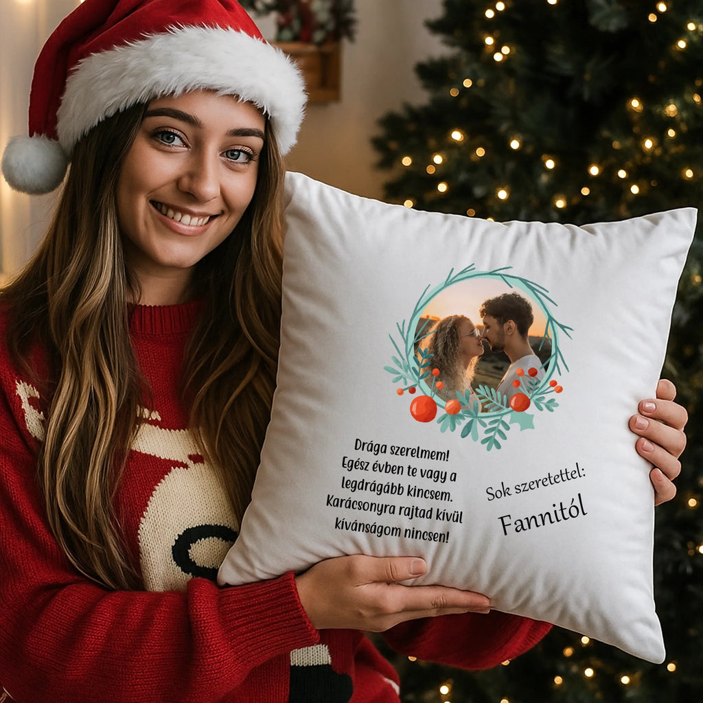 egyedi fényképes párna kivehető béléssel