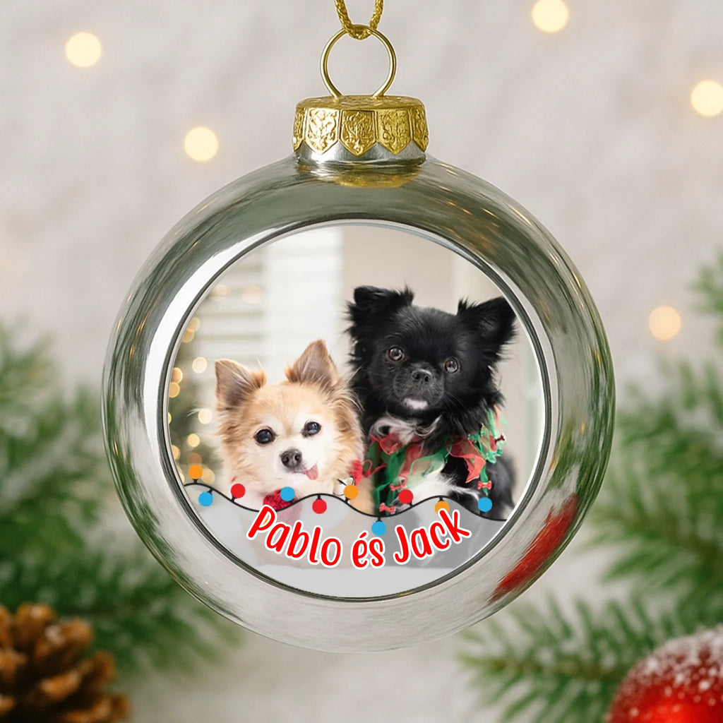 Fényképes ezüst gömbdísz