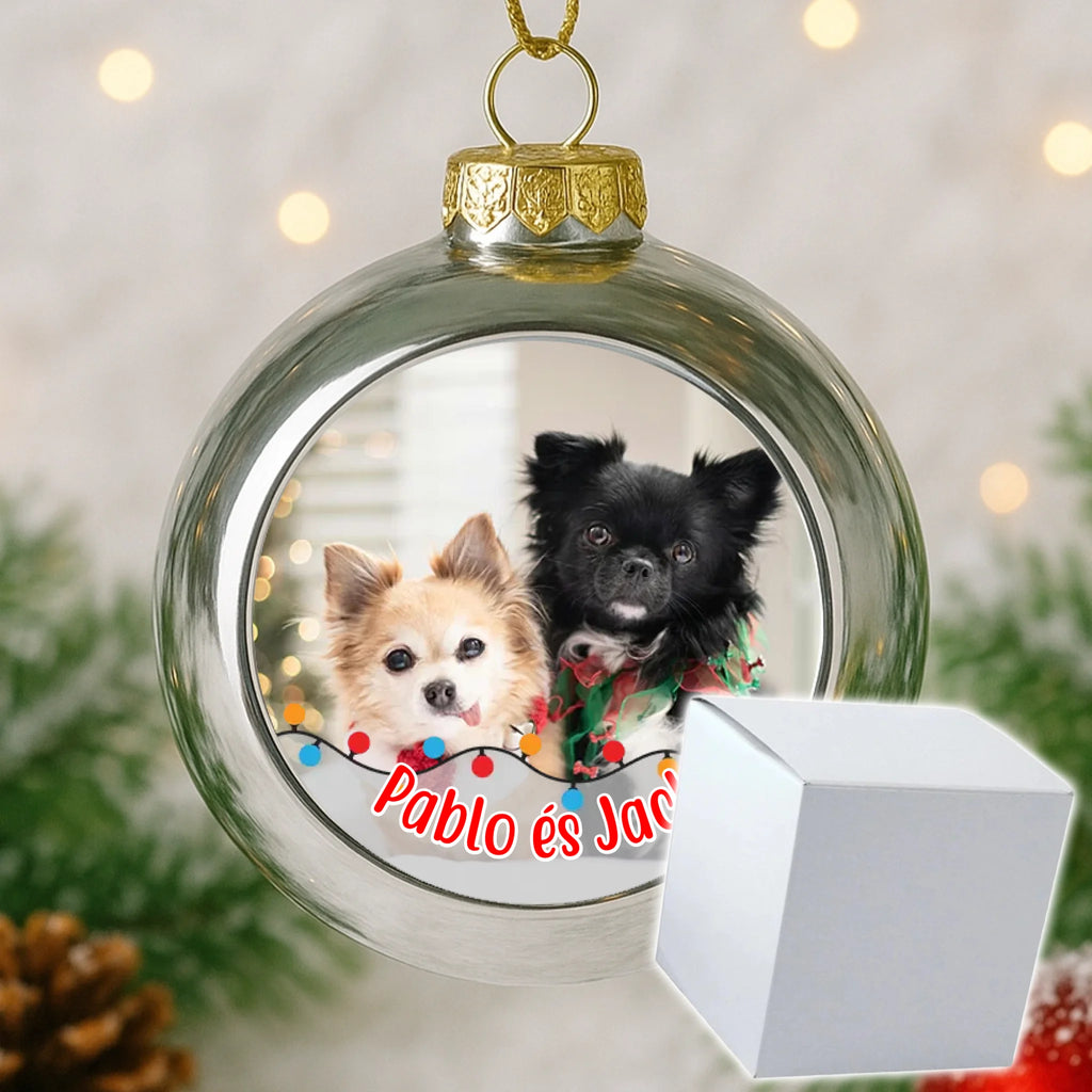 Fényképes ezüst gömbdísz