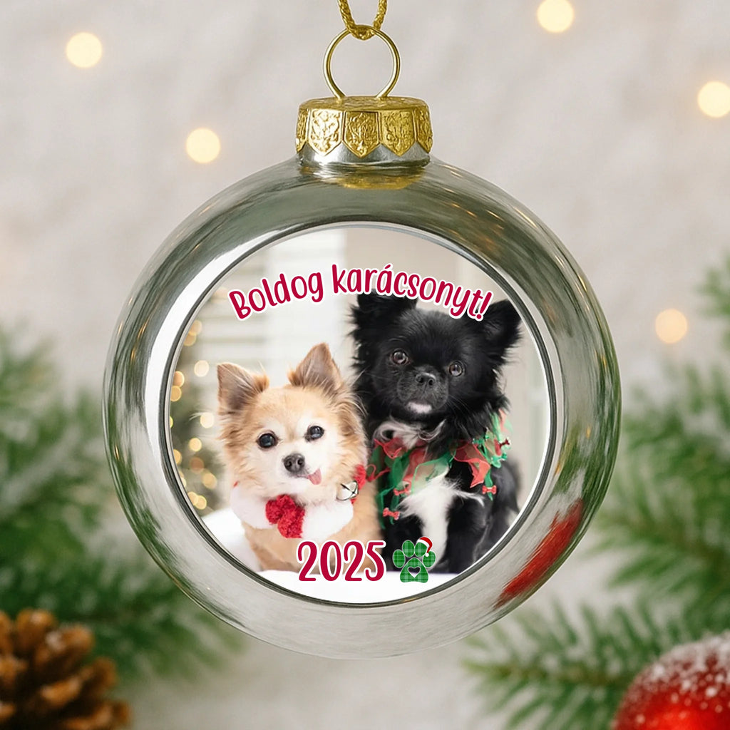 Fényképes ezüst gömbdísz