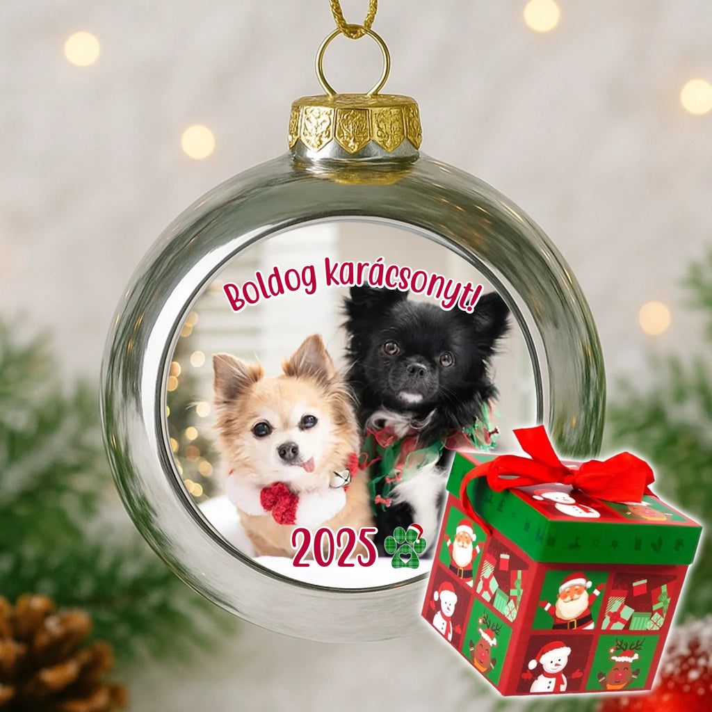 Fényképes ezüst gömbdísz