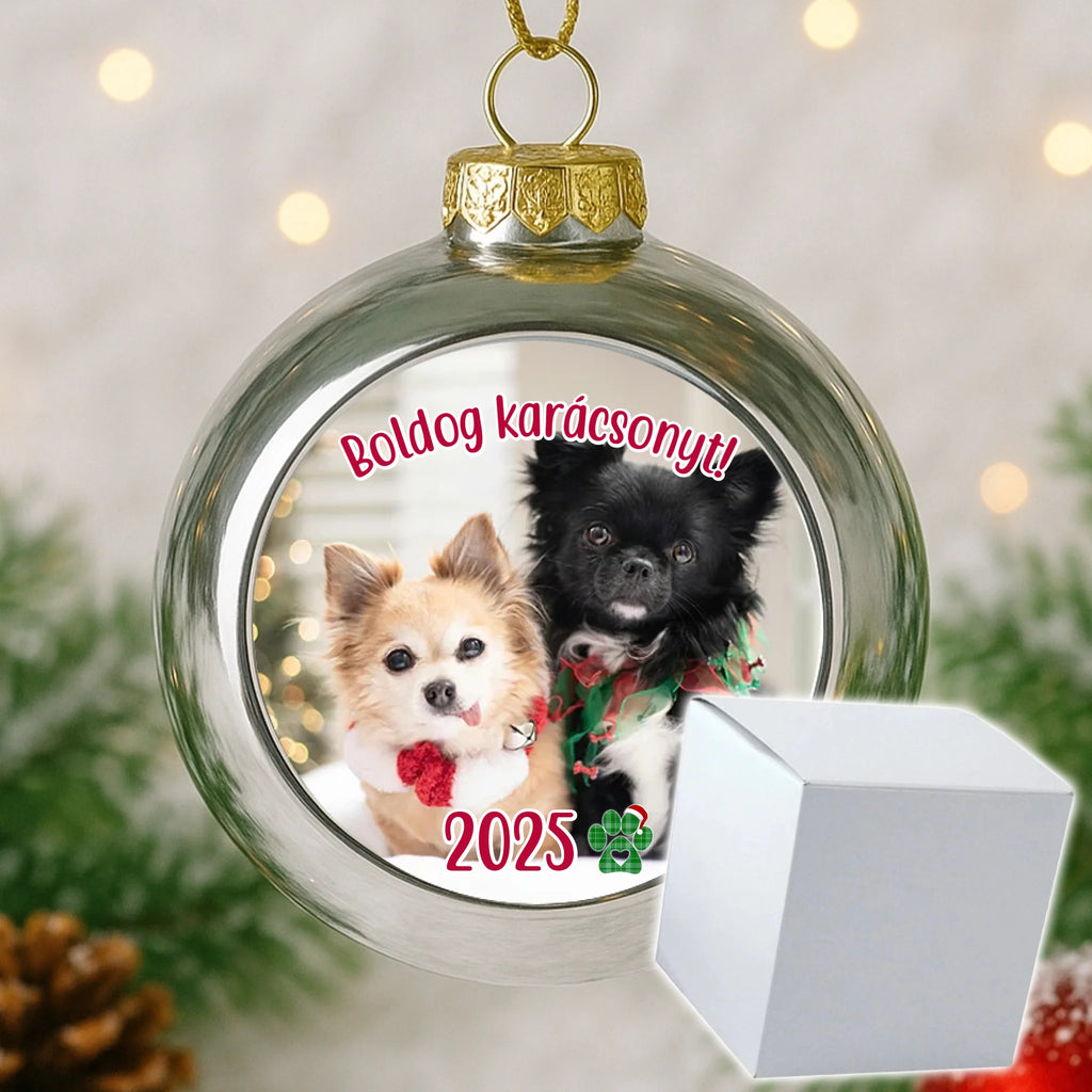 Fényképes ezüst gömbdísz