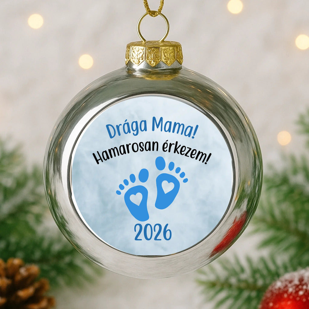 Fényképes ezüst gömbdísz