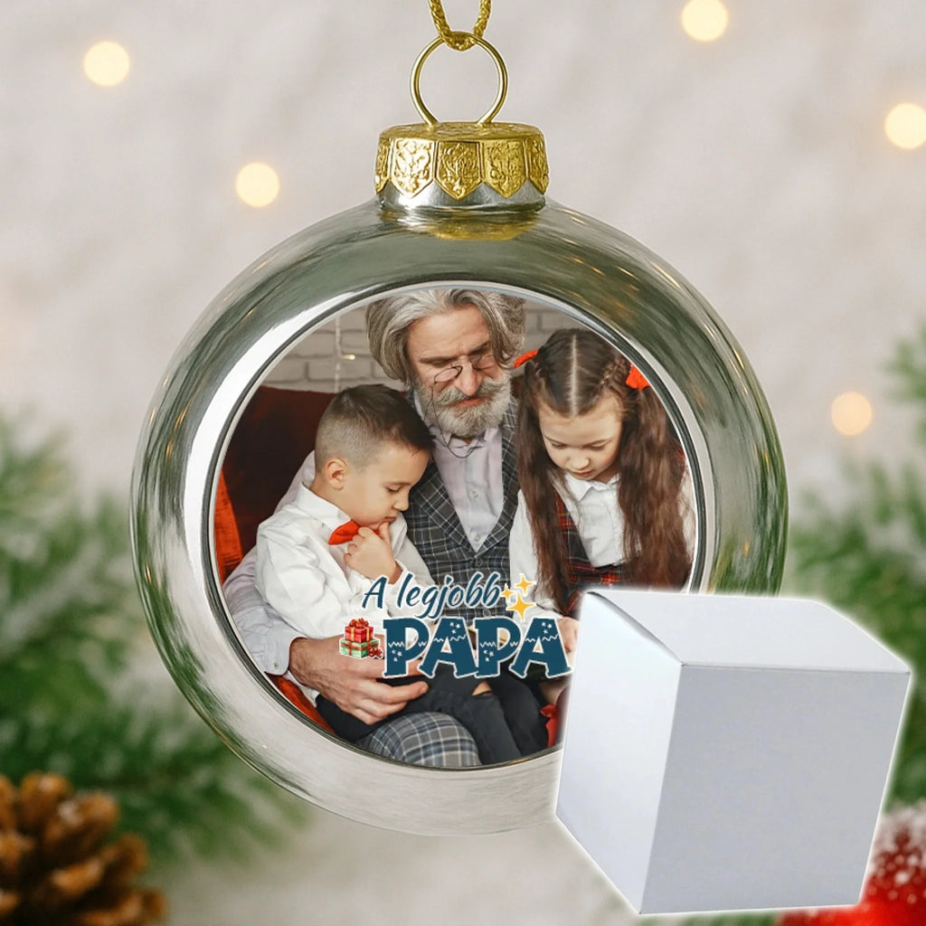 Fényképes ezüst gömbdísz