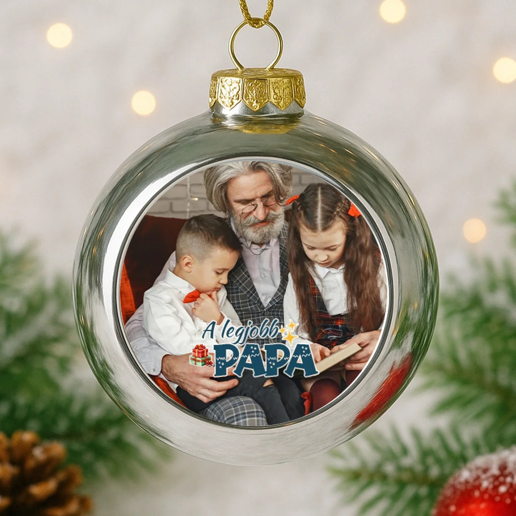 Fényképes ezüst gömbdísz