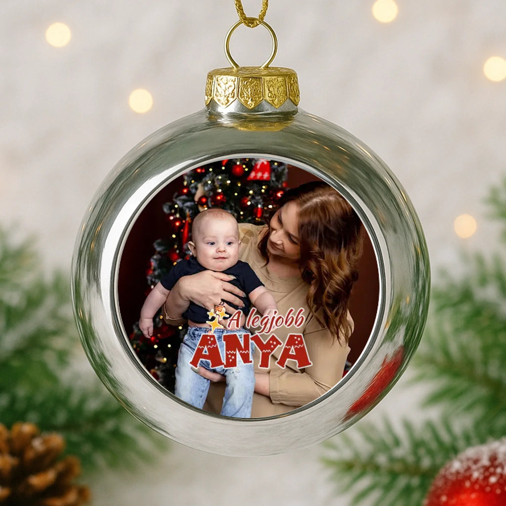 Fényképes ezüst gömbdísz