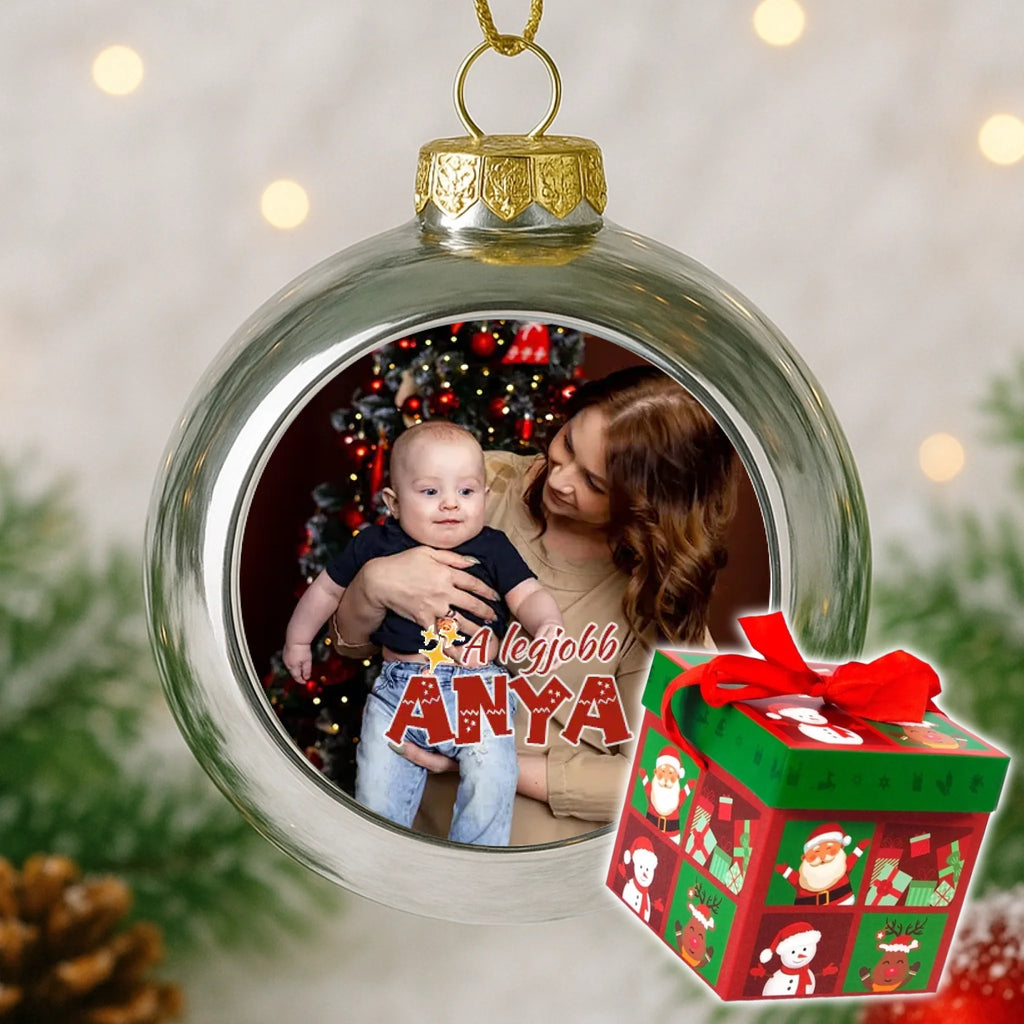 Fényképes ezüst gömbdísz