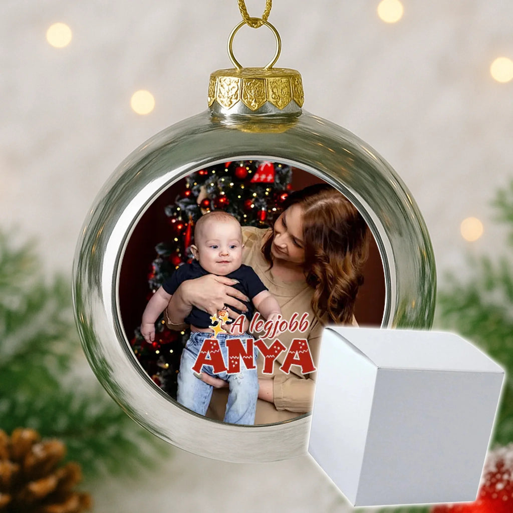 Fényképes ezüst gömbdísz