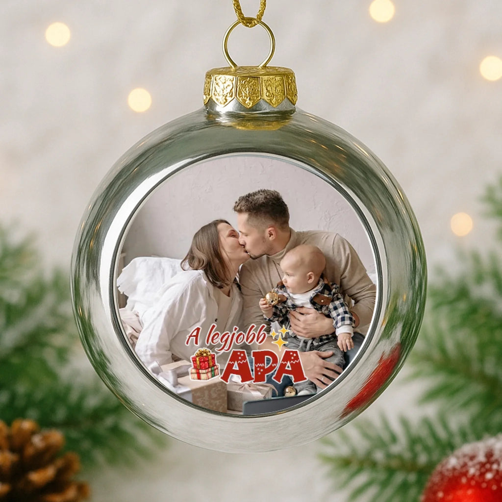 Fényképes ezüst gömbdísz