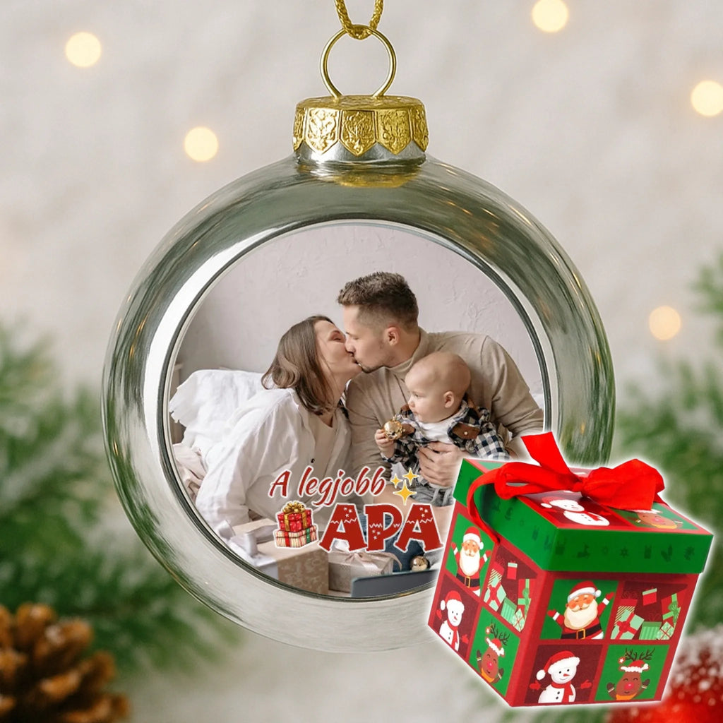 Fényképes ezüst gömbdísz