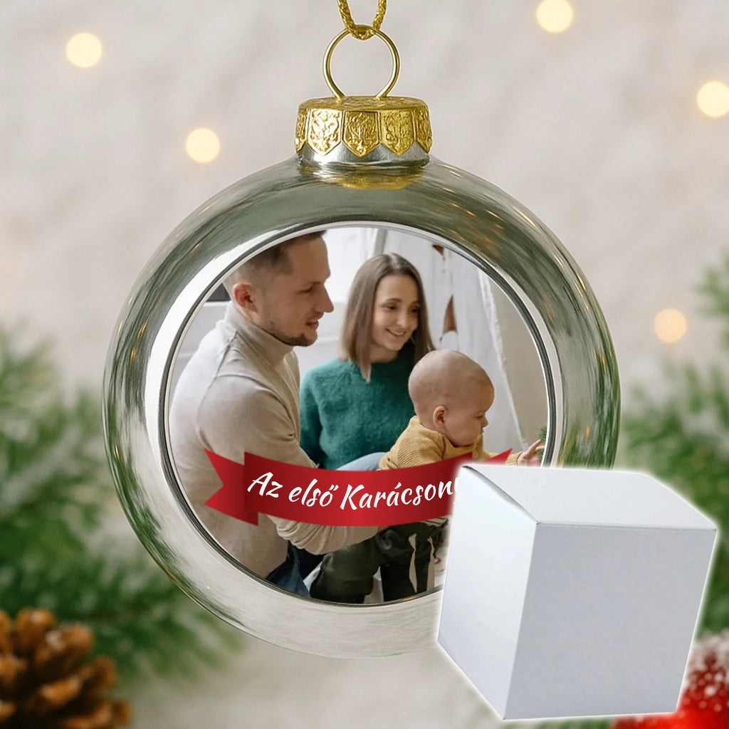 Fényképes ezüst gömbdísz