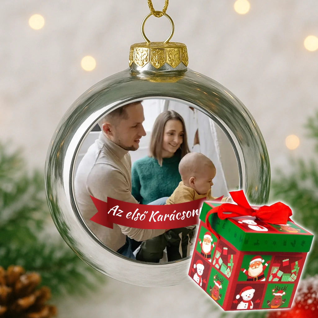 Fényképes ezüst gömbdísz