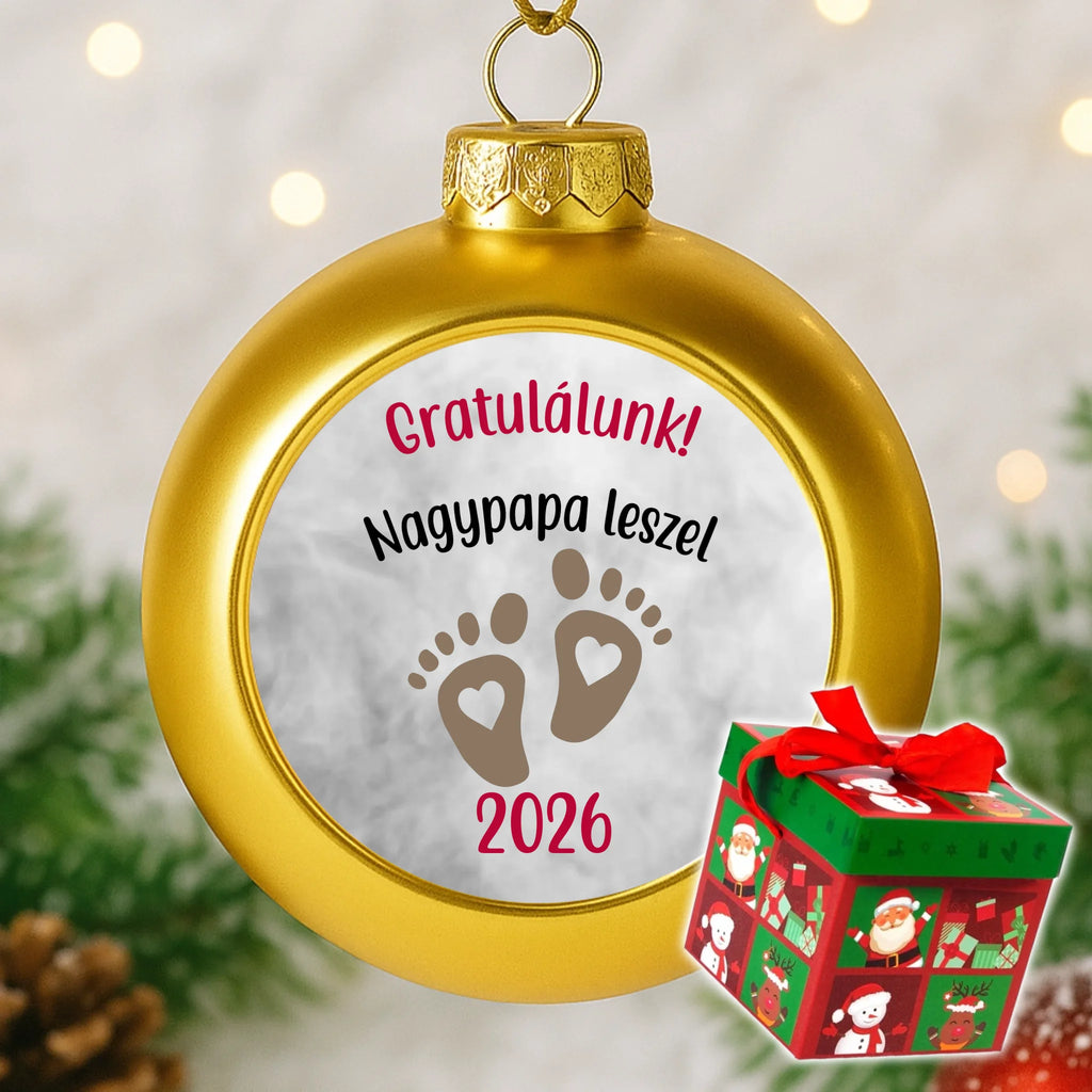 Egyedi képes arany gömbdísz