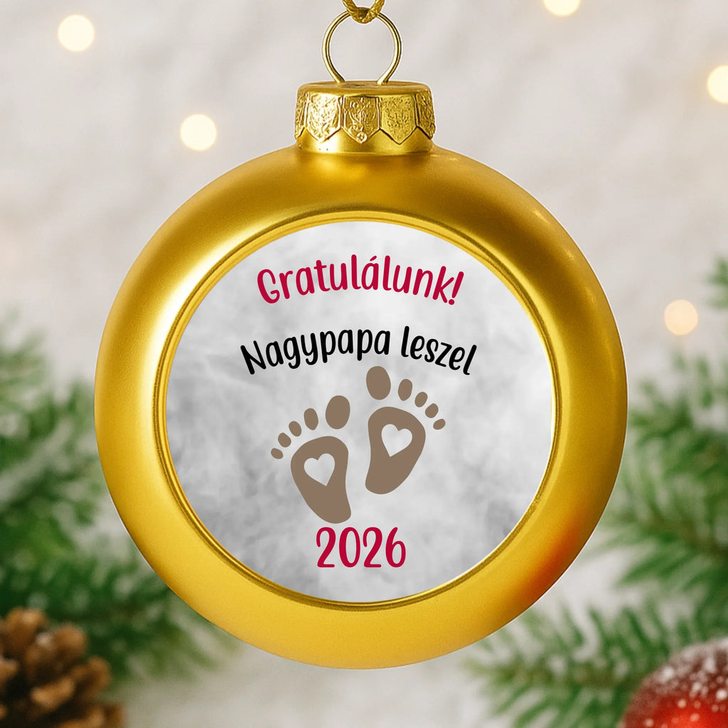 Egyedi képes arany gömbdísz