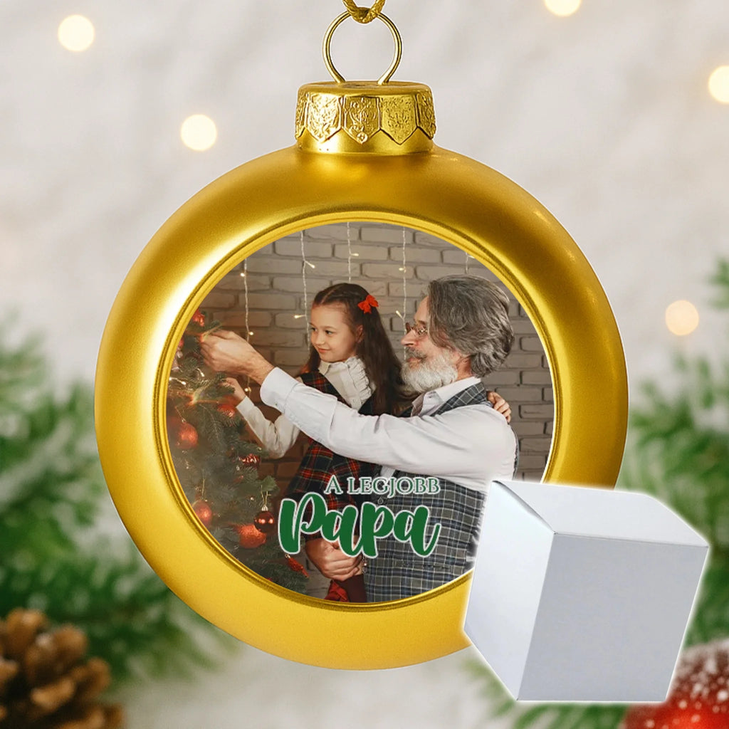 Egyedi képes arany gömbdísz