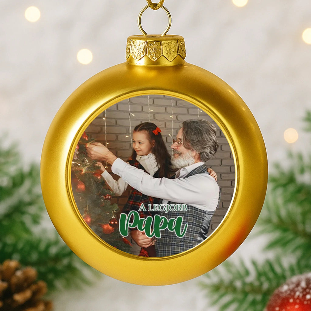 Egyedi képes arany gömbdísz