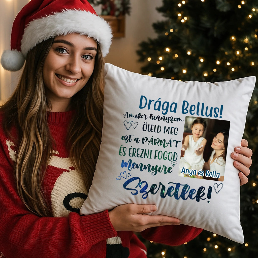 egyedi fényképes párna kivehető béléssel