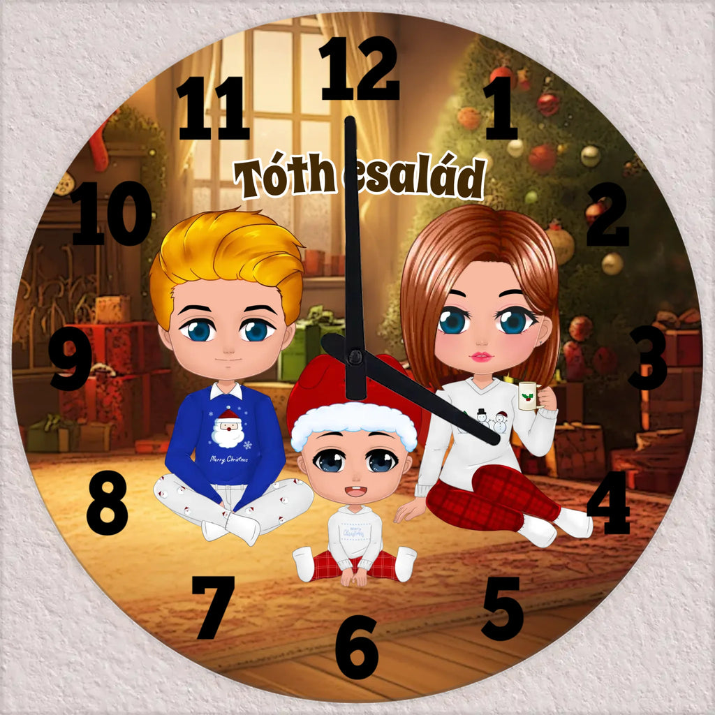 Egyedi karakteres családi falióra - saját felirattal