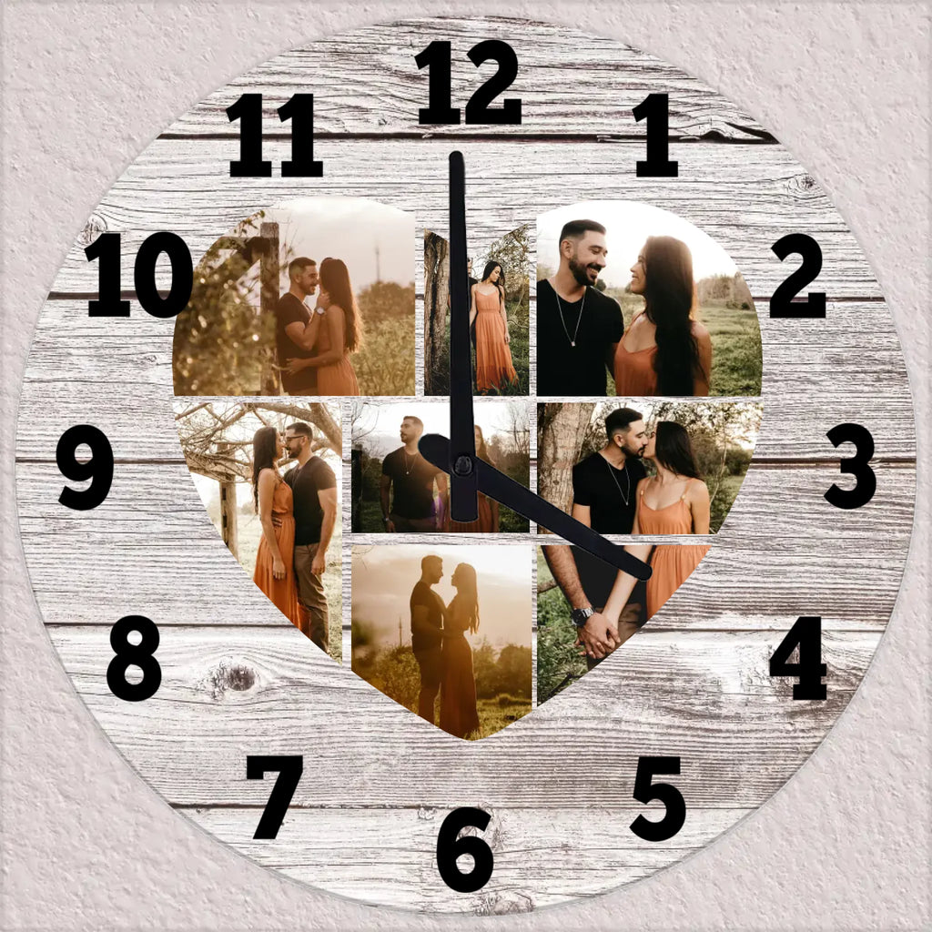 Egyedi fényképes szív montázs falióra