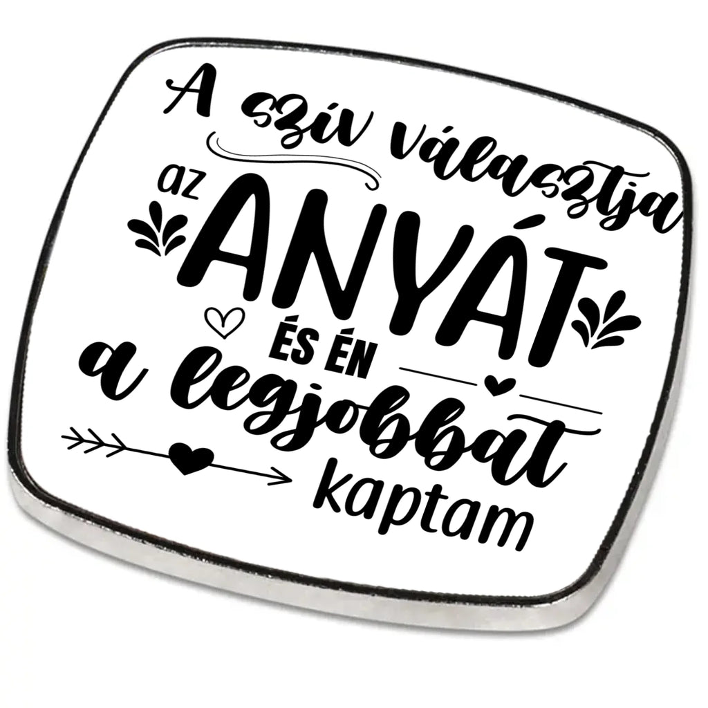 Egyedi fém hűtőmágnes nevelőanyának választható felirattal
