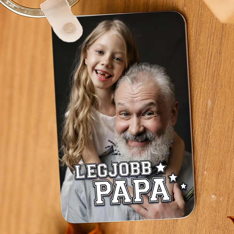 Legjobb papa egyedi fényképes kulcstartó