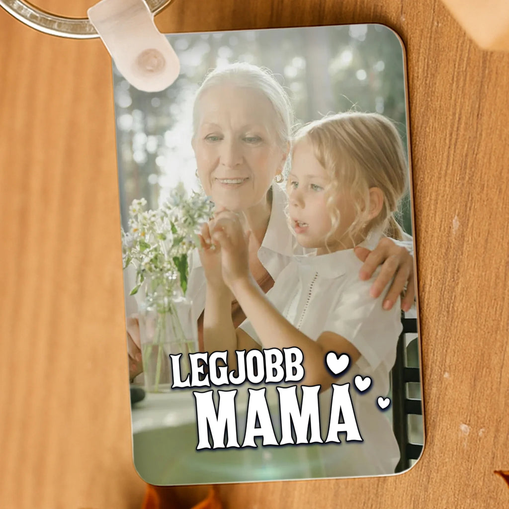 Legjobb mama egyedi fényképes kulcstartó