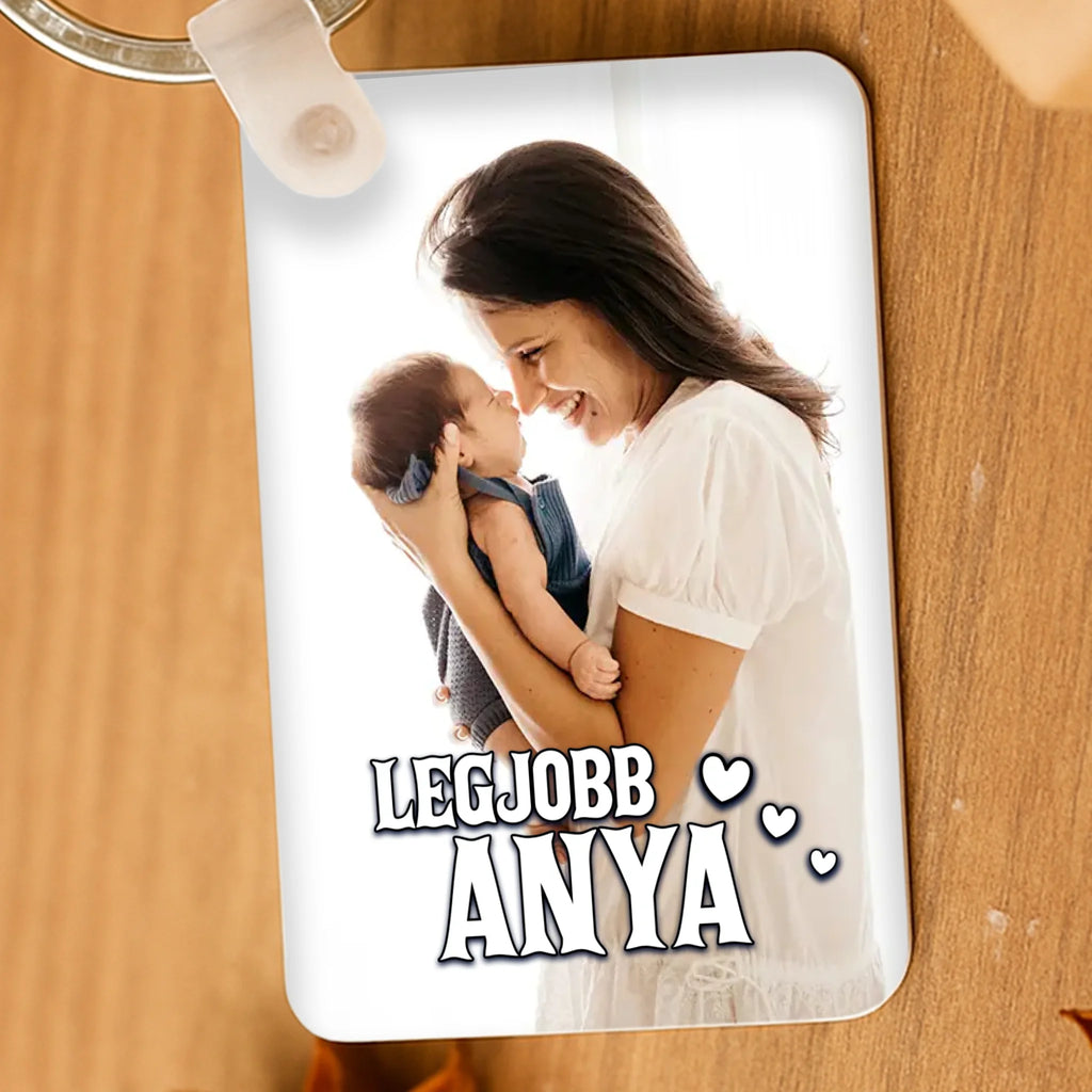Legjobb anya saját fényképes kulcstartó
